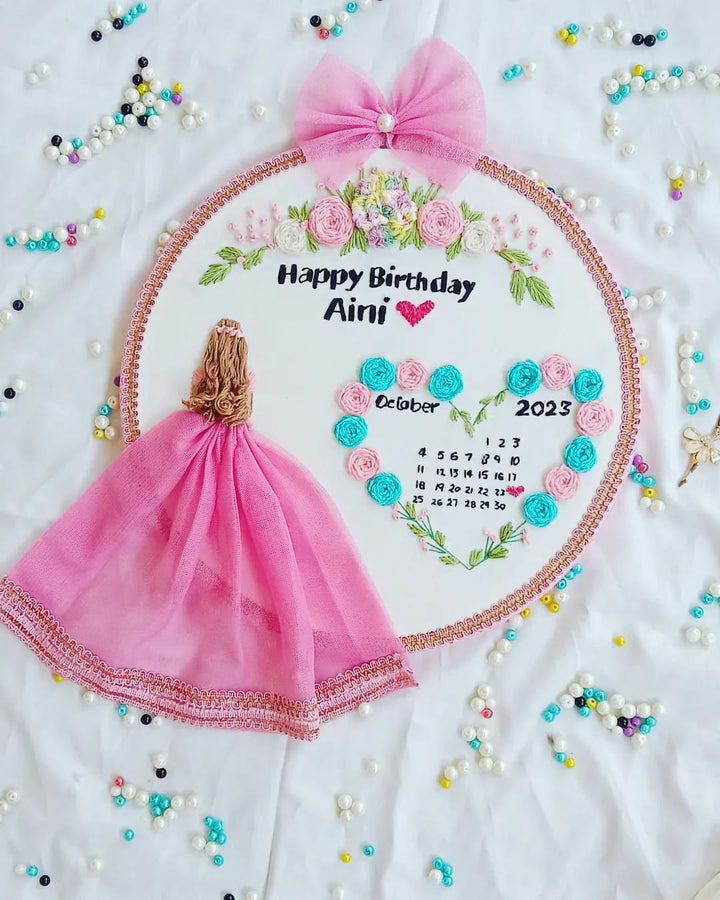 happybirthday embroidery hoop gift